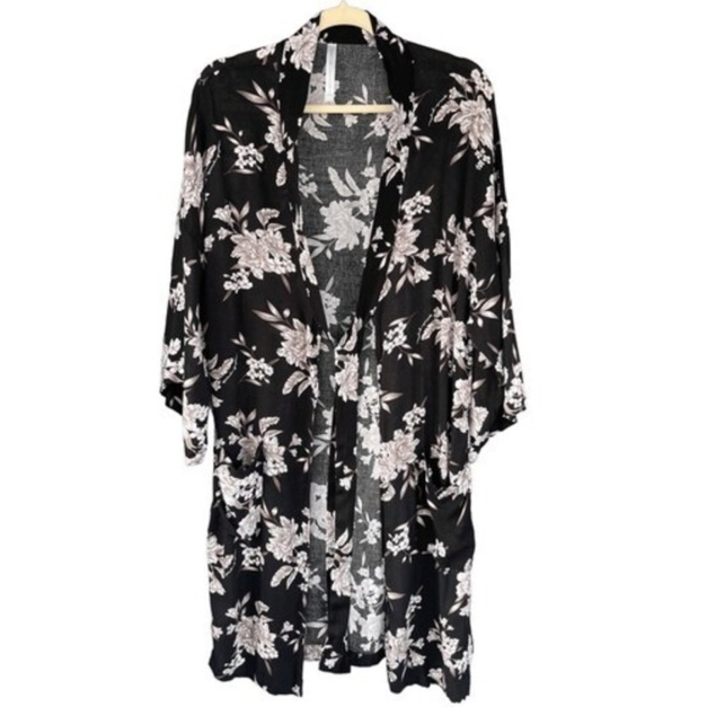 T7 Spiritual Gangster Floral Duster Kimono Robe Longline‎ Boho Rayon Pockets OS